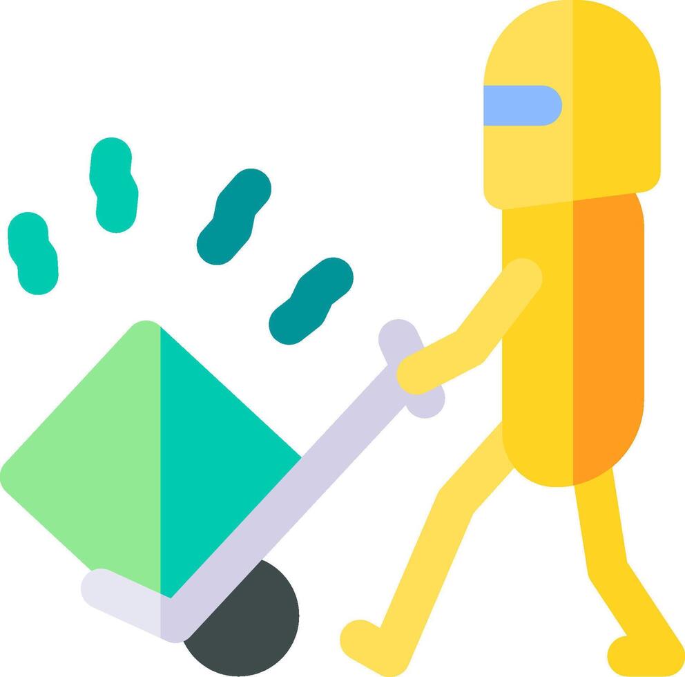 A man pushing a cart with a green cube vector