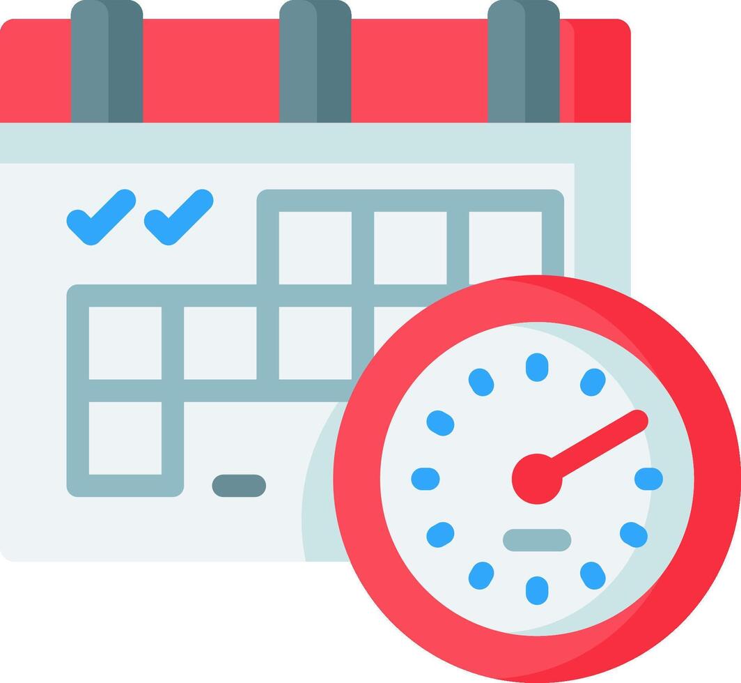 A calendar and a clock with a check mark vector
