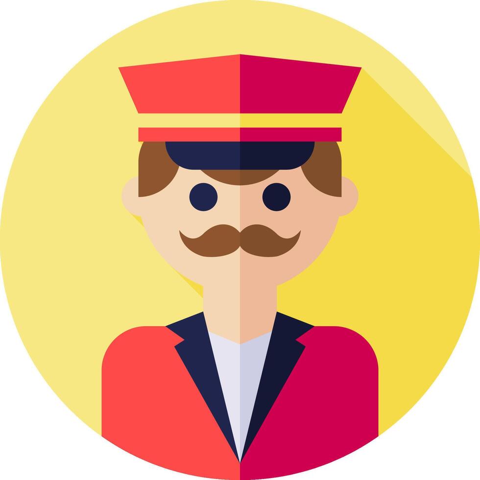 A flat icon of a man with a mustache and hat vector