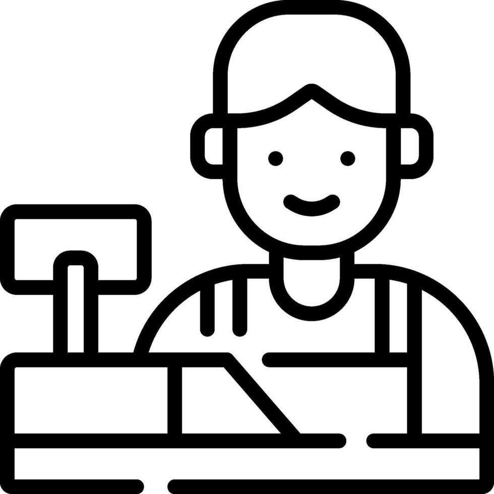 A man in a hat is working at a cash register vector