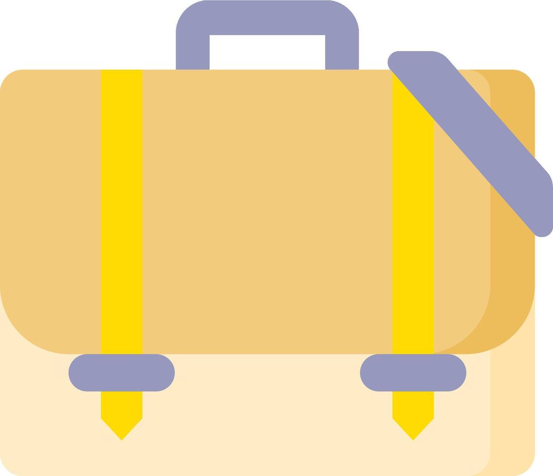 A yellow and purple briefcase with a strap vector