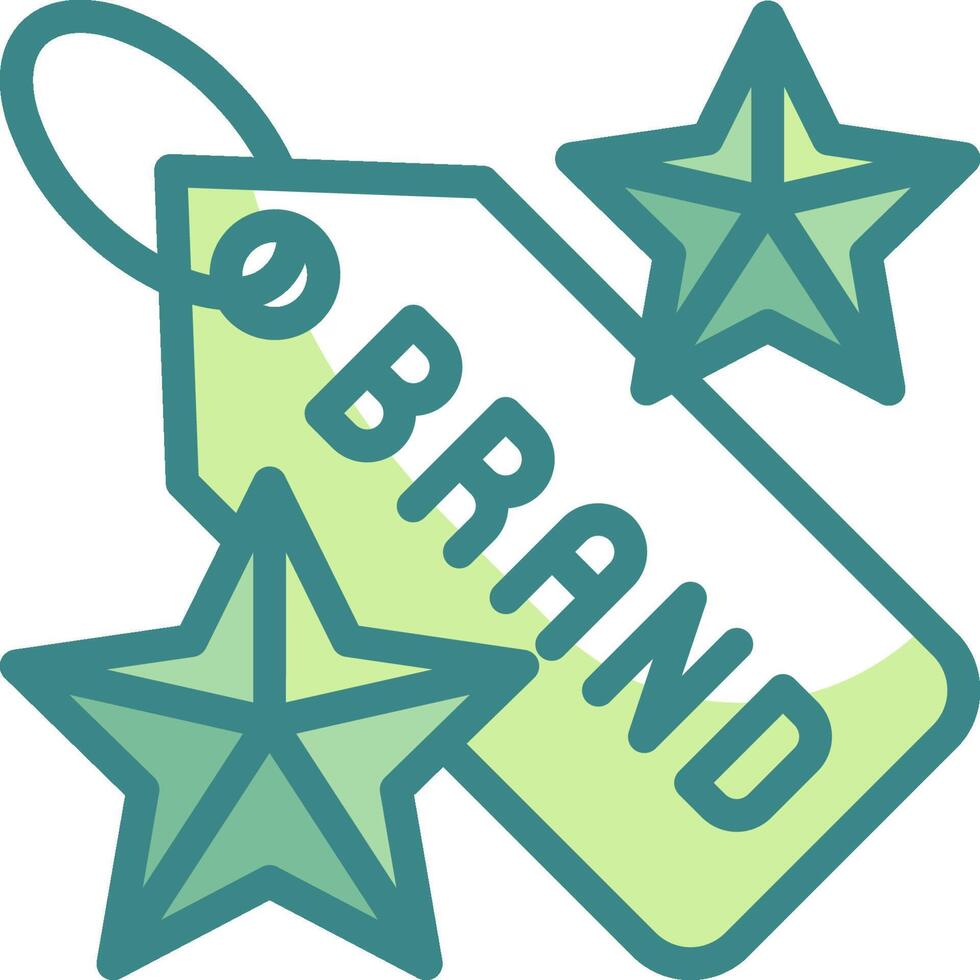 A green tag with stars and the word brand vector