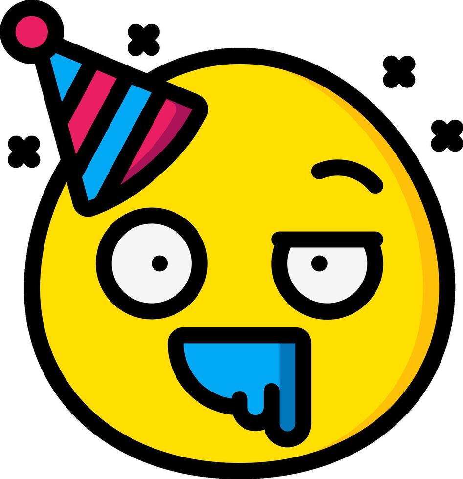 A cartoon emoticion with a party hat on vector