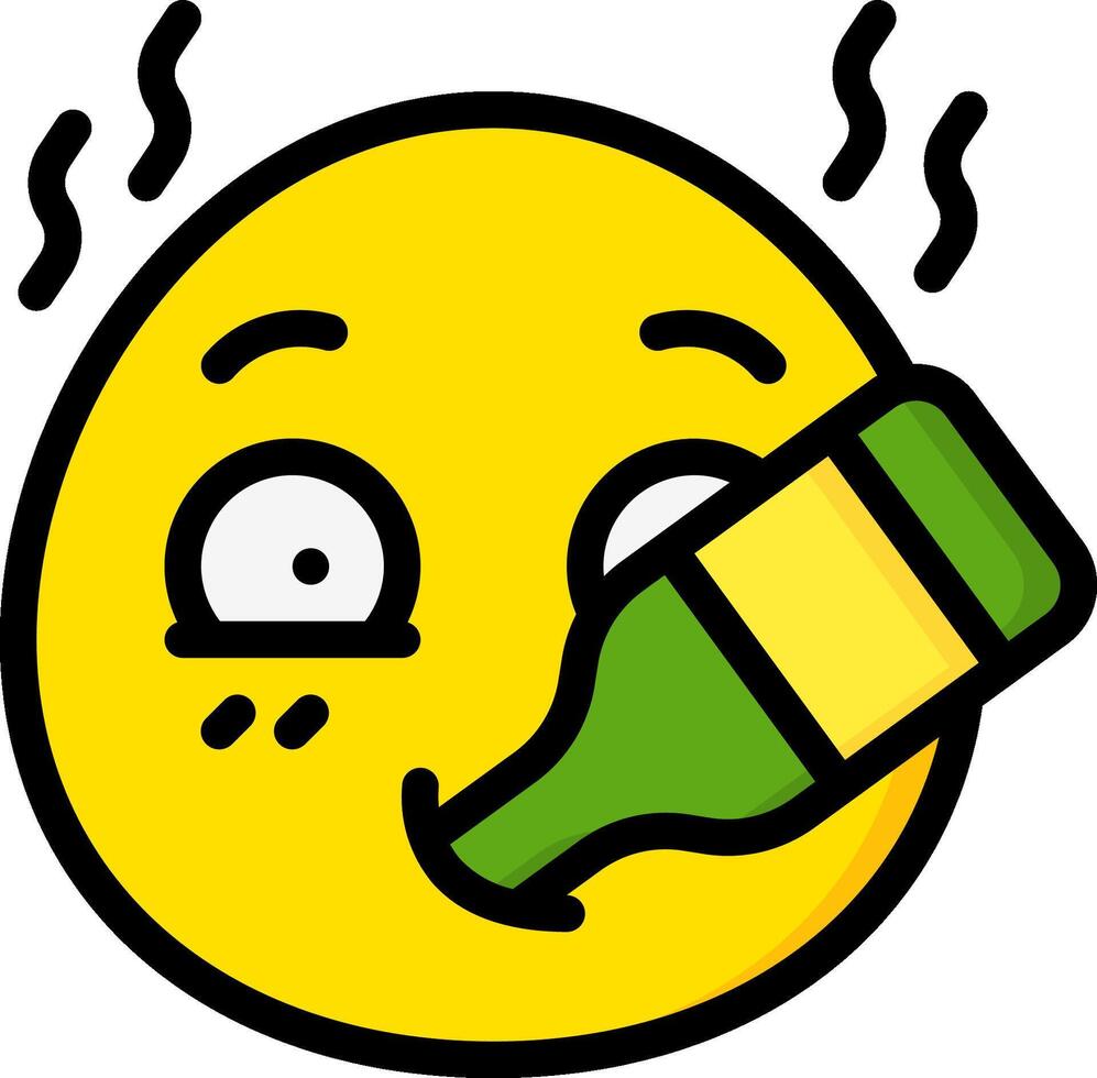 A yellow emoticion with a bottle of wine vector