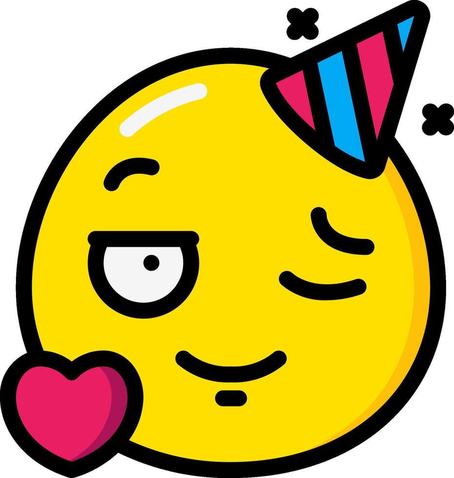 A cartoon yellow emoticion with a party hat vector