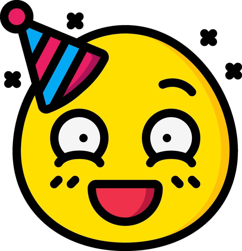 A cartoon smiley face with a party hat on vector