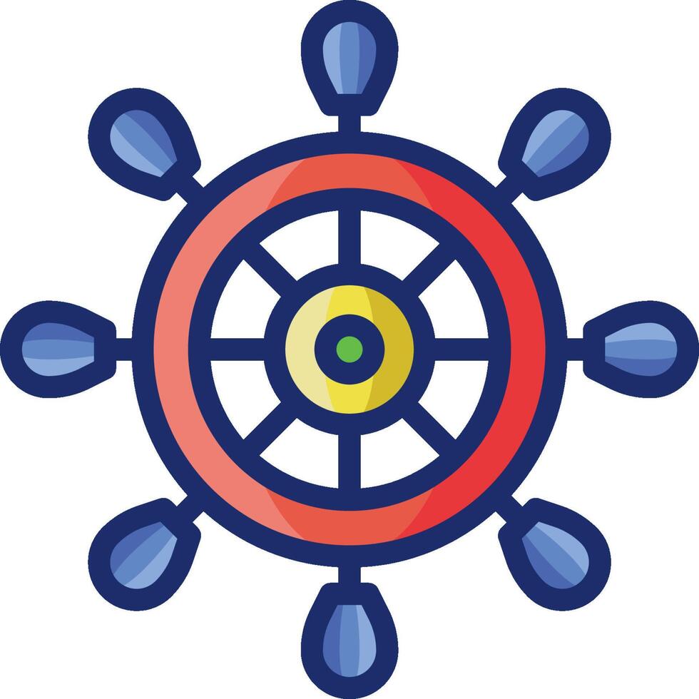 A ship wheel with many different colored circles vector