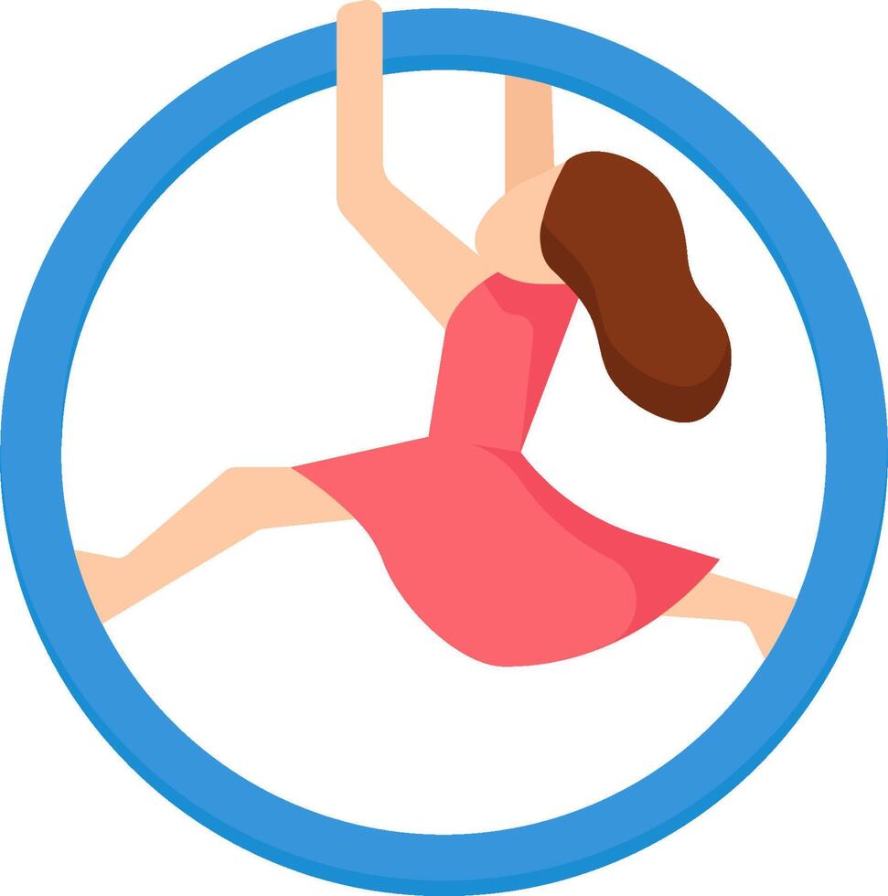 A girl in a pink dress is hanging on a hoop vector