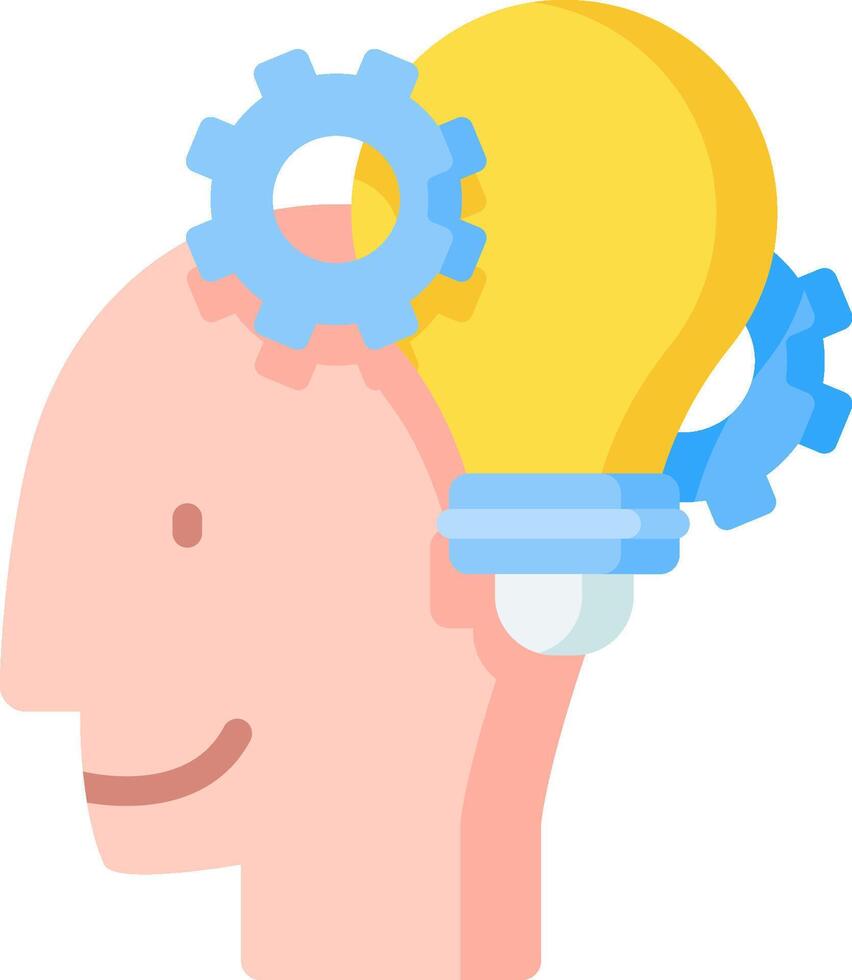 A person with a light bulb and gears on his head vector