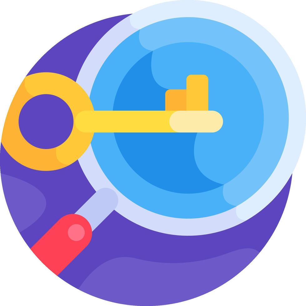 A magnifying glass and key icon vector