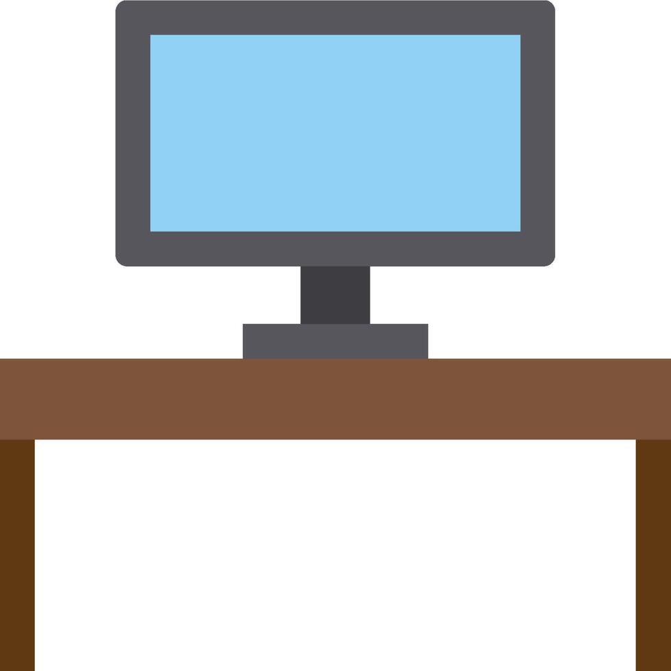 Computer desk with monitor and keyboard vector