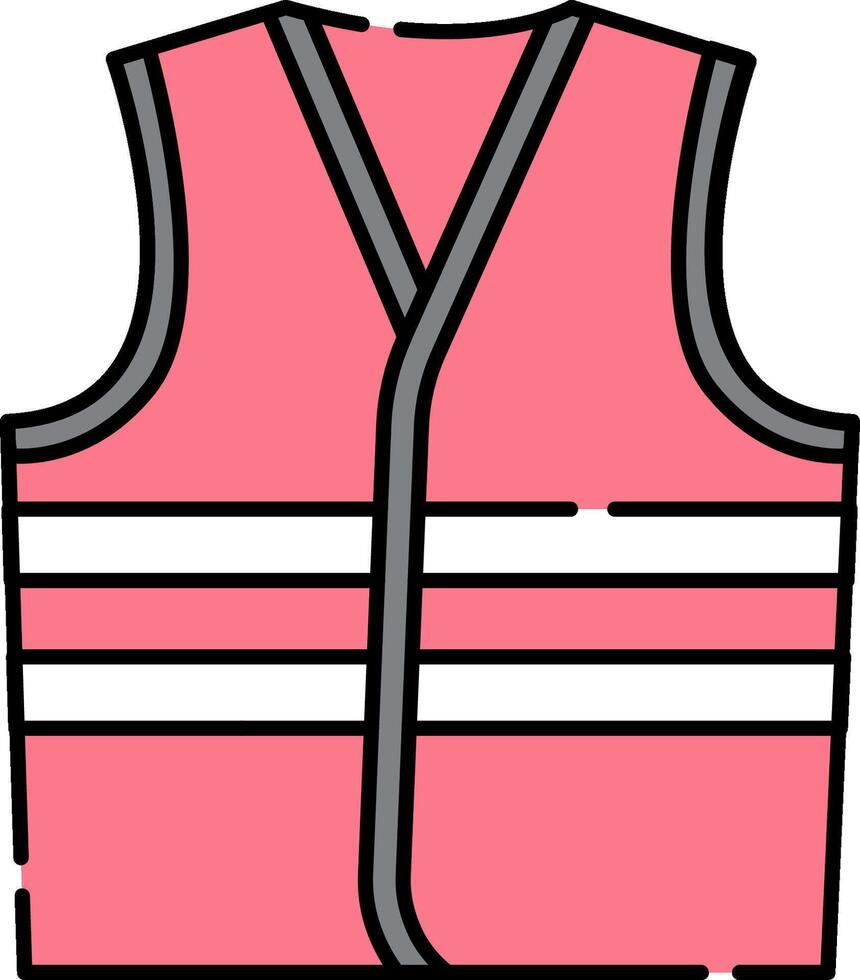 A pink life vest with a white stripe vector