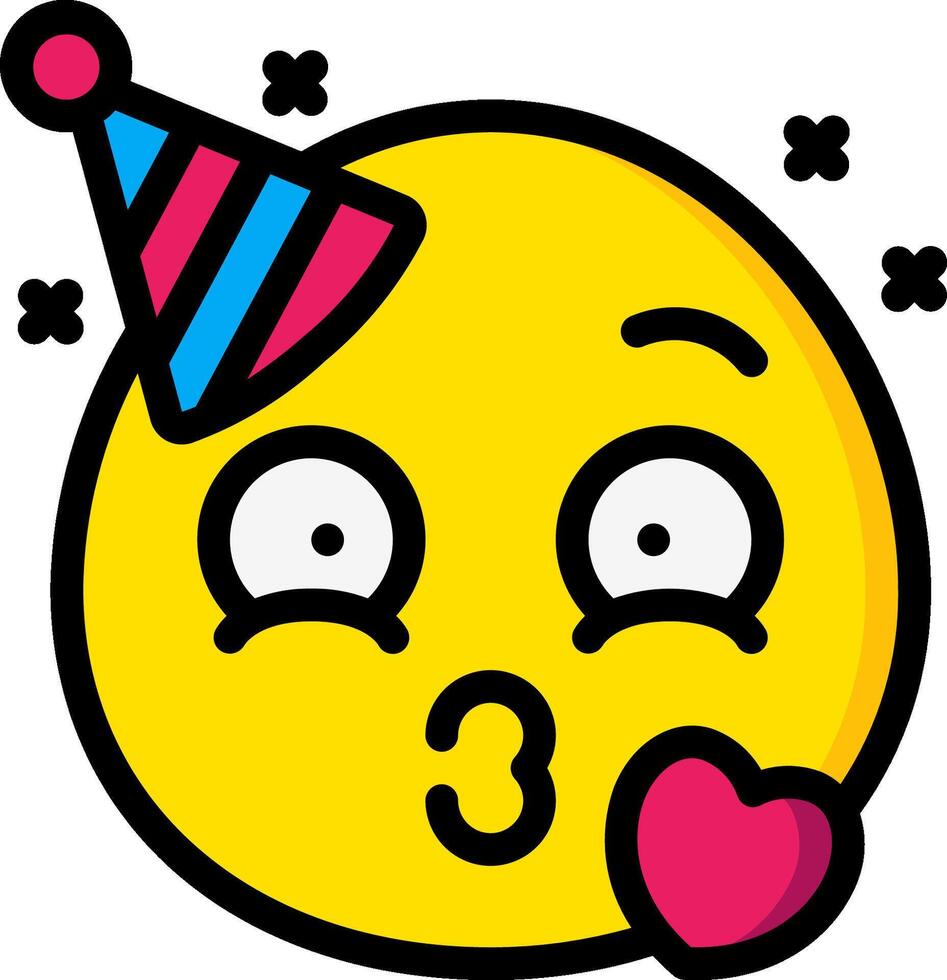 A yellow emoticion with a party hat on vector