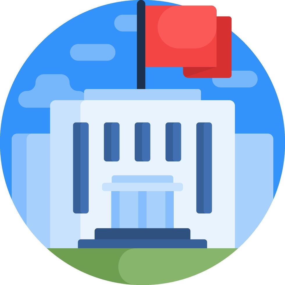 A red flag is flying on top of a building vector