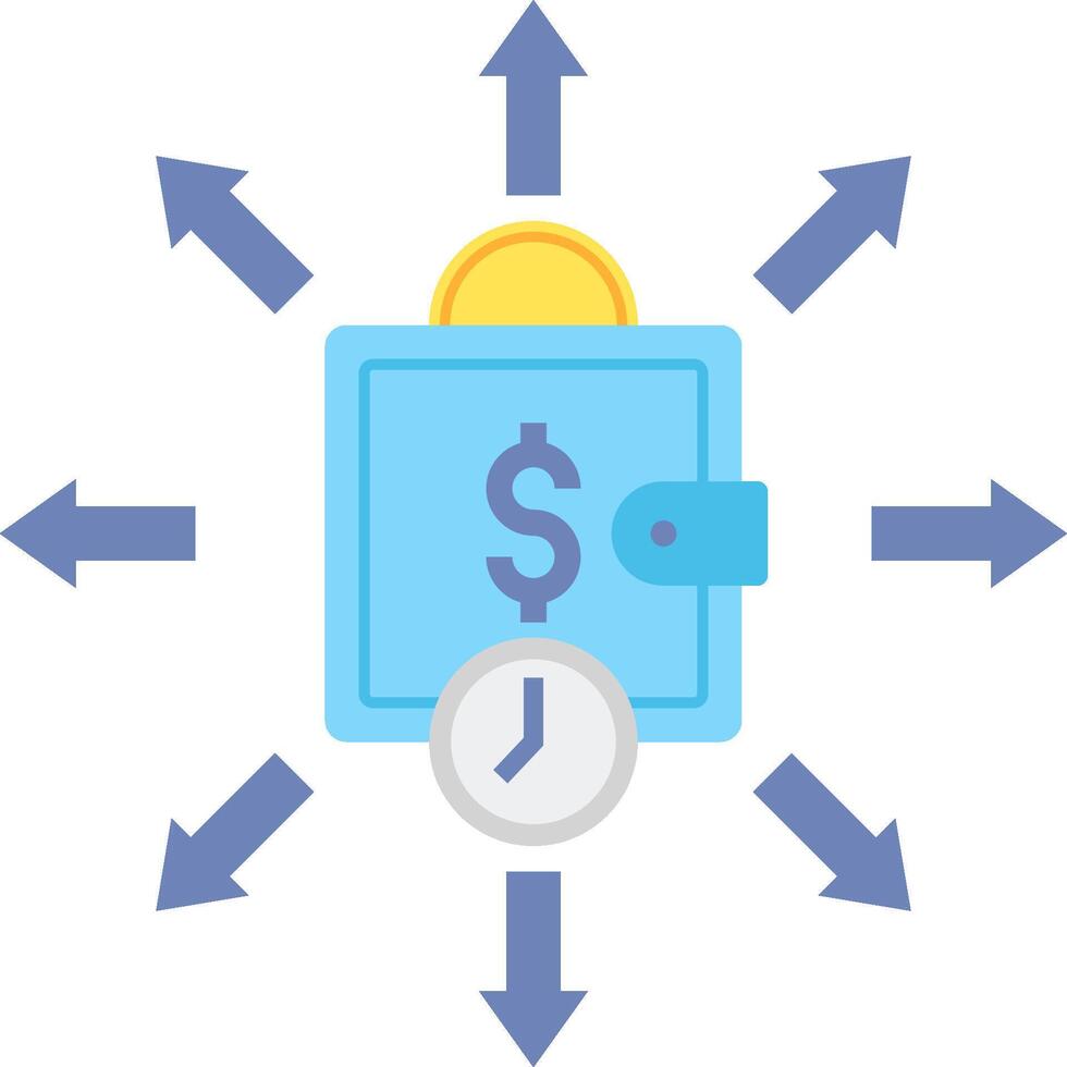 A money box with arrows pointing to it vector