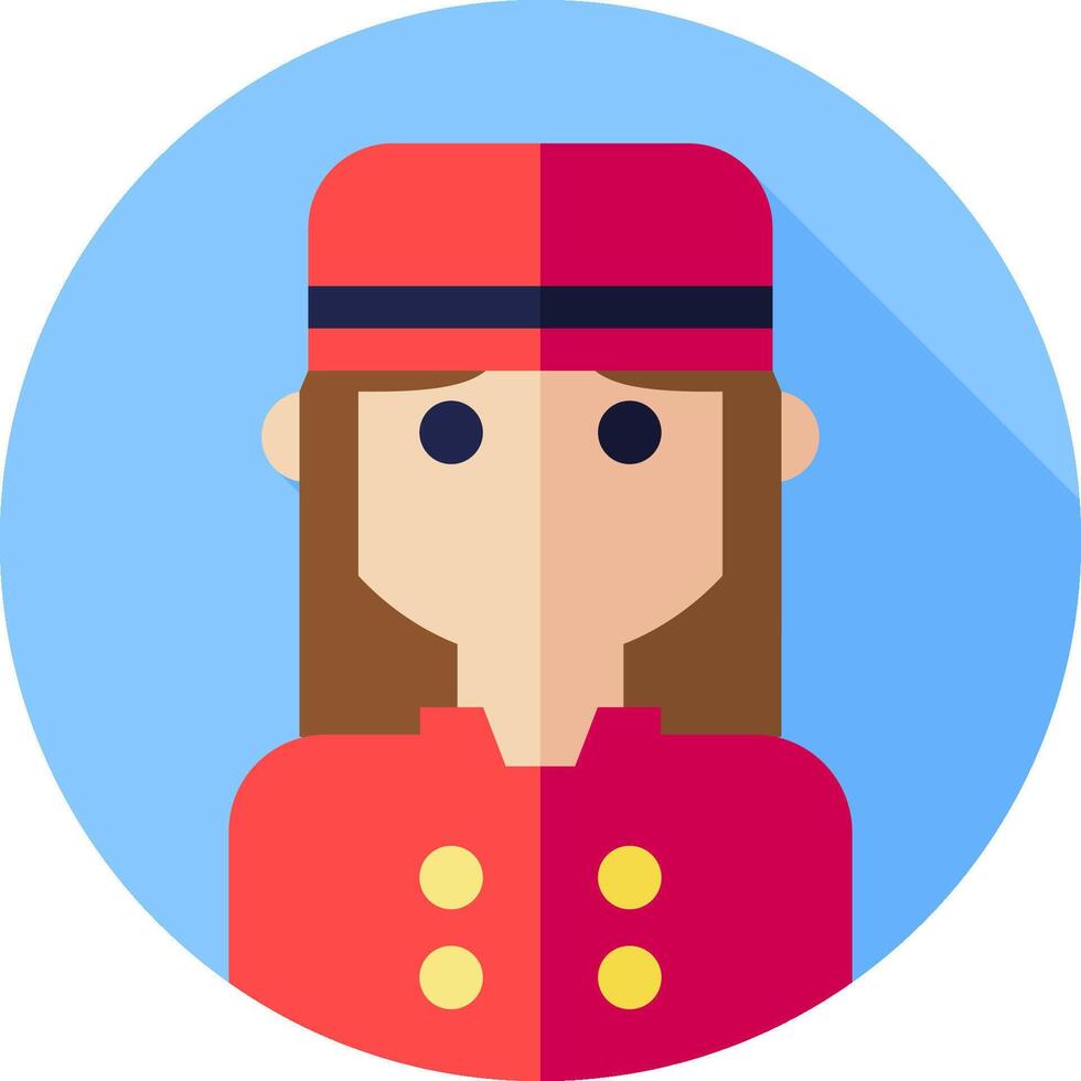 A flat icon of a woman in a red uniform vector