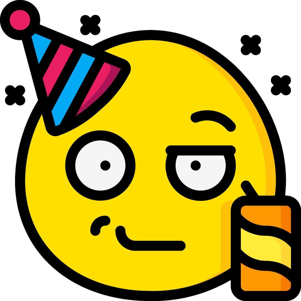 A cartoon yellow emoticion with a birthday hat vector