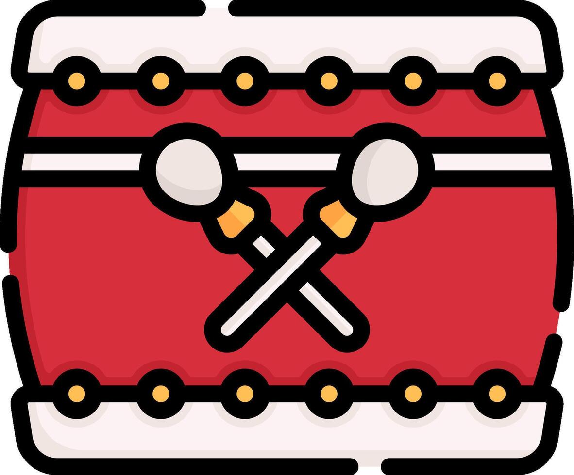 Drum icon with crossed sticks vector
