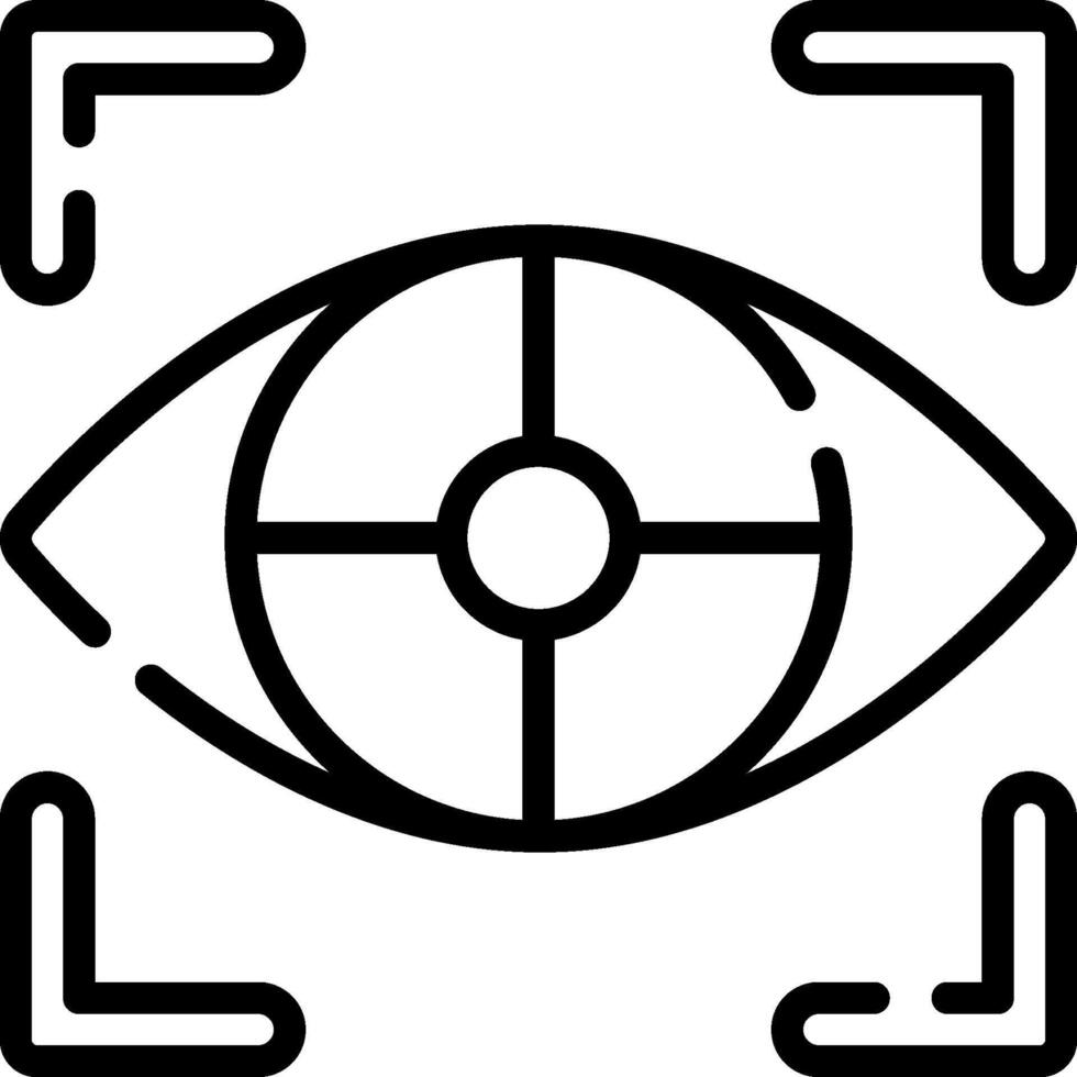 A black and white image of an eye with a cross on it vector