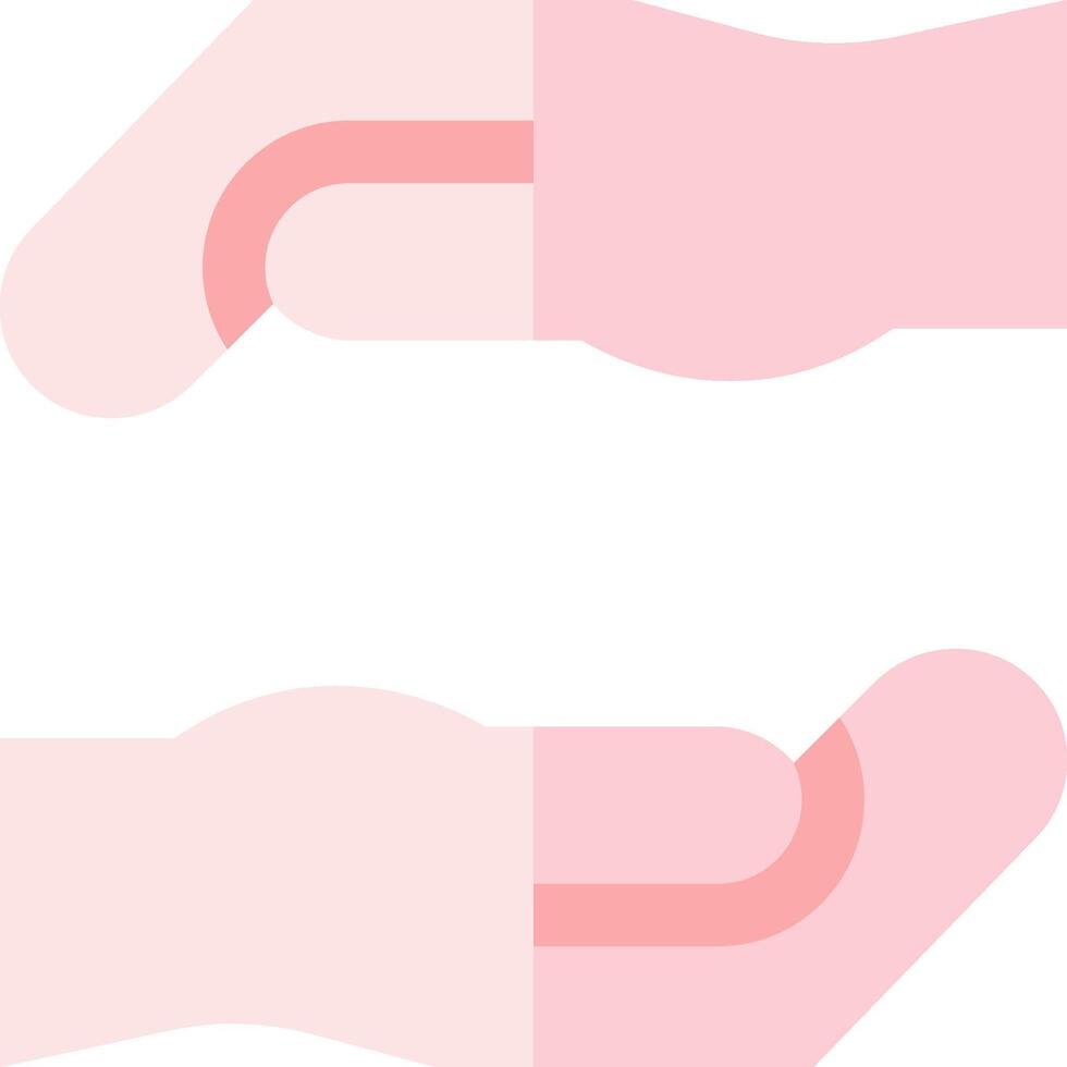 Two hands holding each other in a pink and white background vector