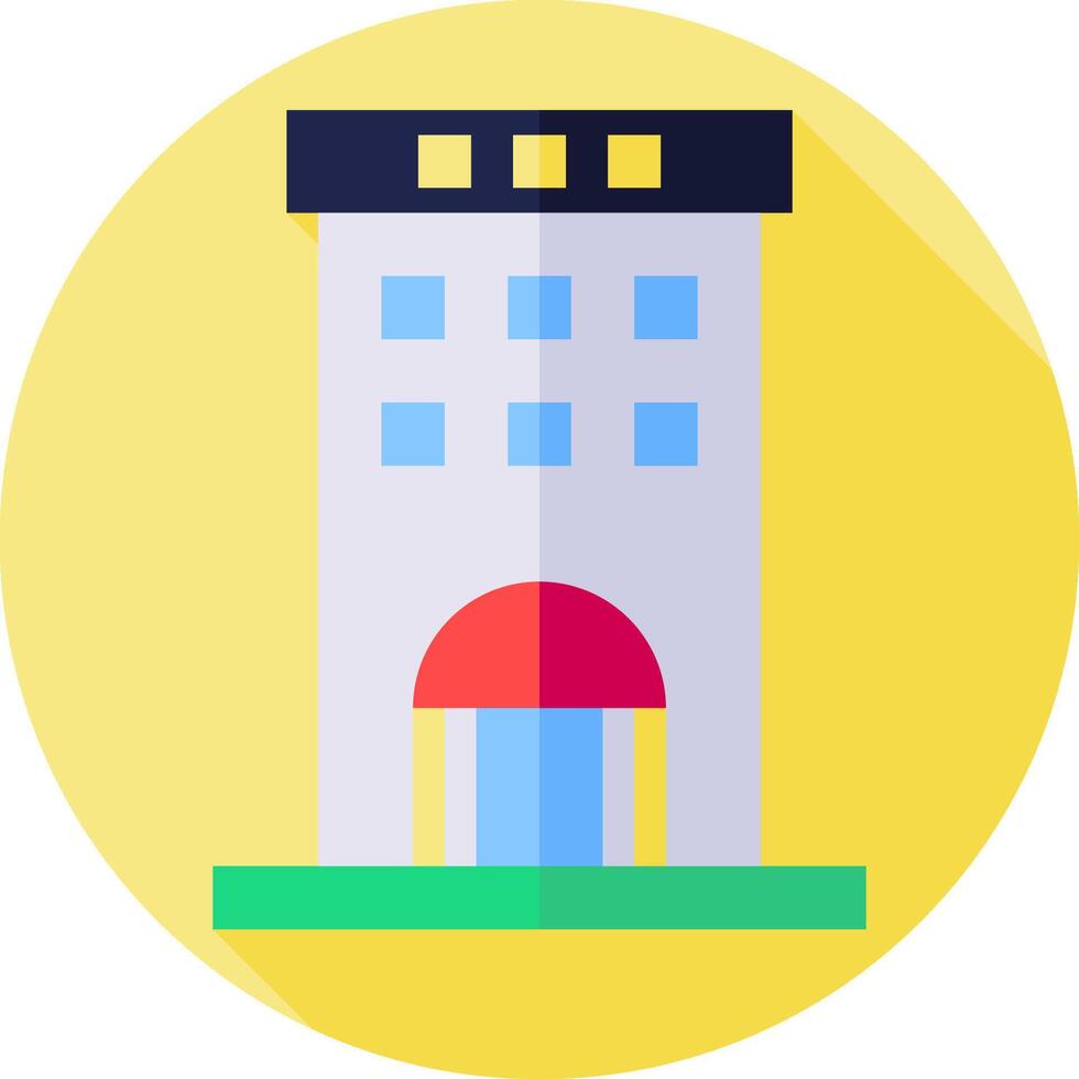 A flat icon of a building with a red door vector