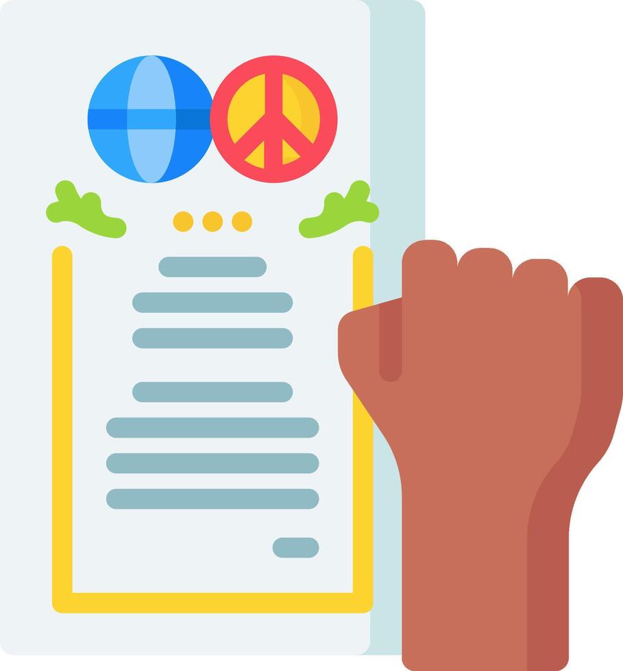 Hand holding peace sign and paper with peace symbol vector