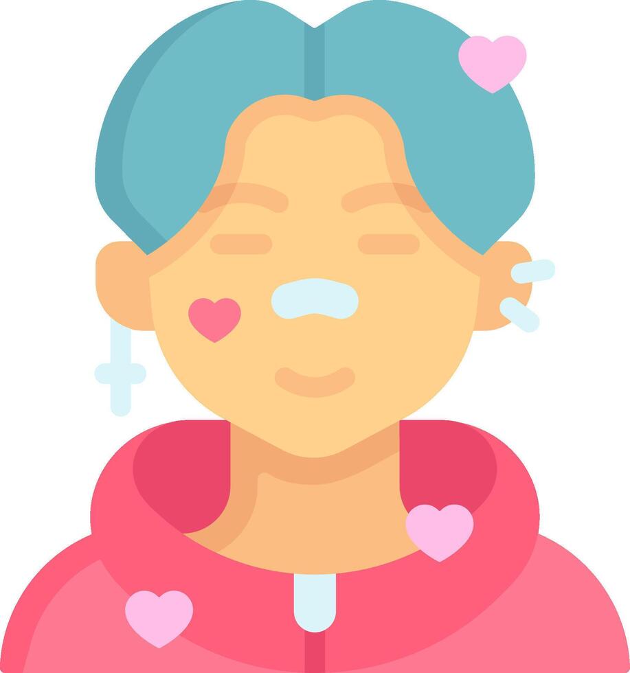 A cartoon woman with blue hair and a nose piercing vector