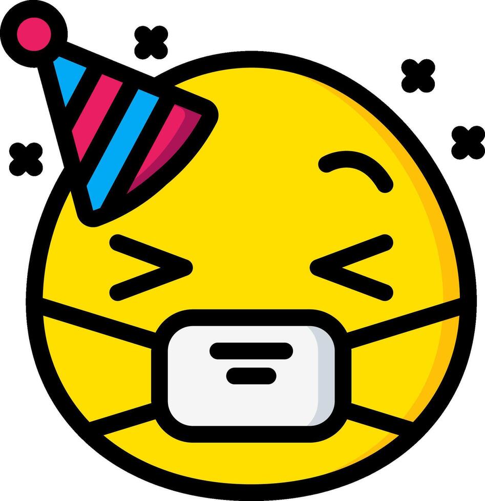 A cartoon smiley face with a party hat on vector
