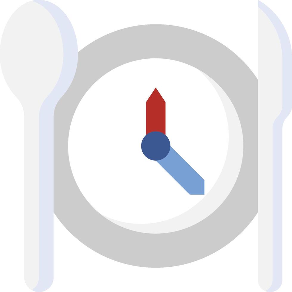 A clock and fork and spoon are shown on a plate vector
