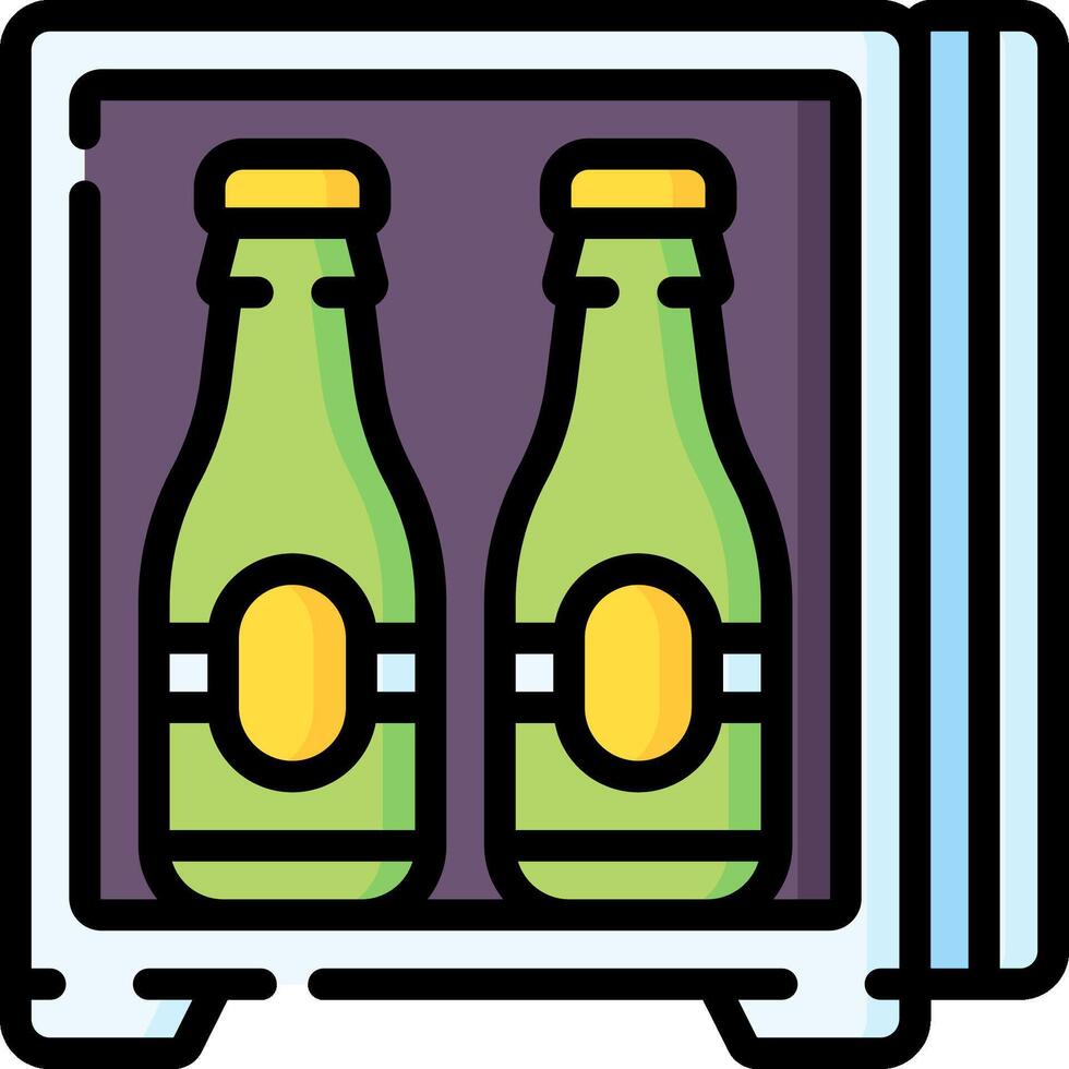 Two bottles of beer in a refrigerator icon vector