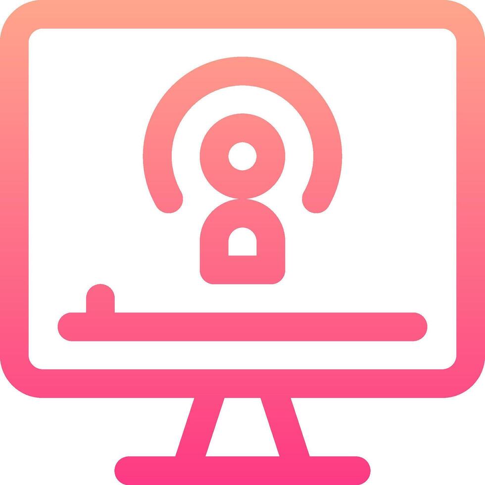 A computer monitor with a pink and orange icon vector