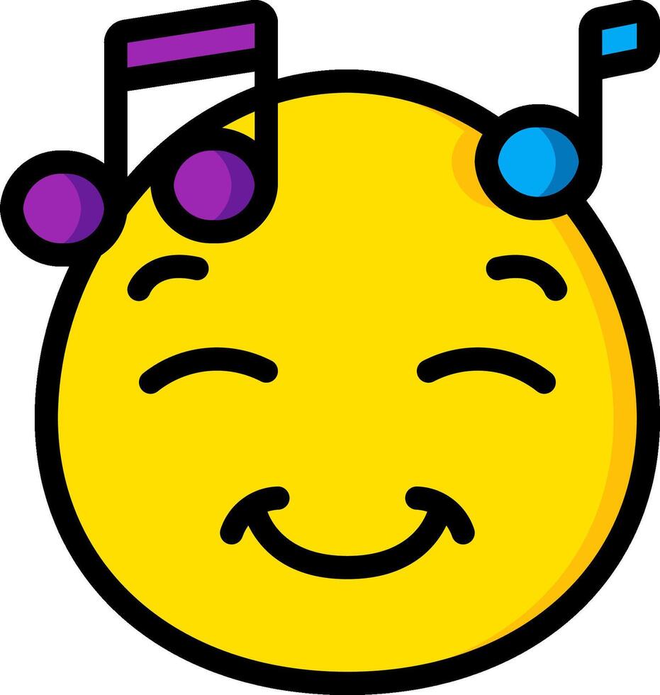 A smiley face with music notes on it vector