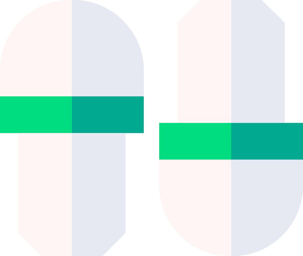 Two pills with green and white stripes vector
