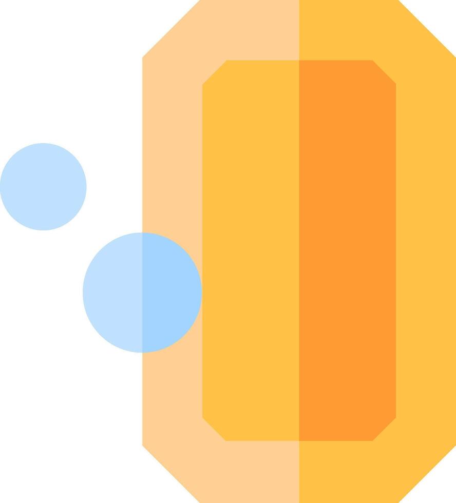 A yellow and blue cube with a blue dot on it vector