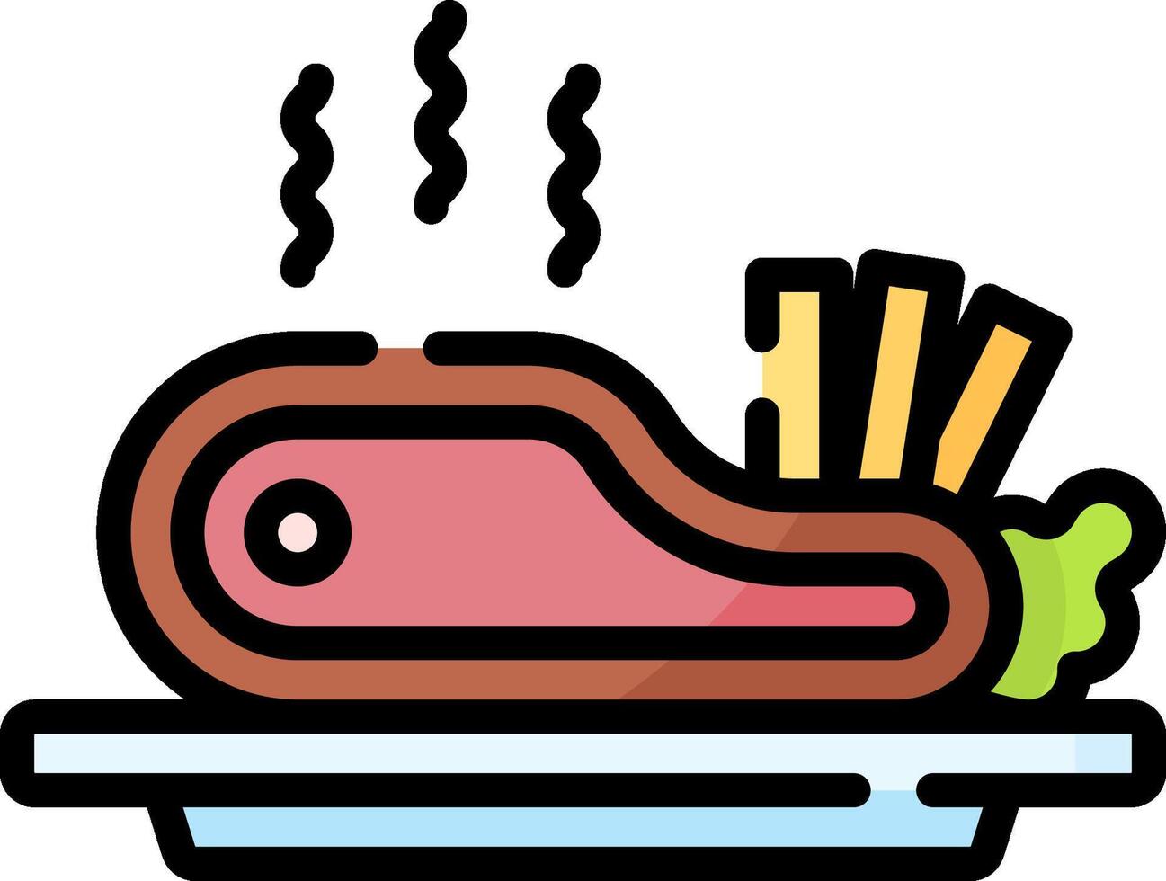 A meat and potatoes icon on a plate vector