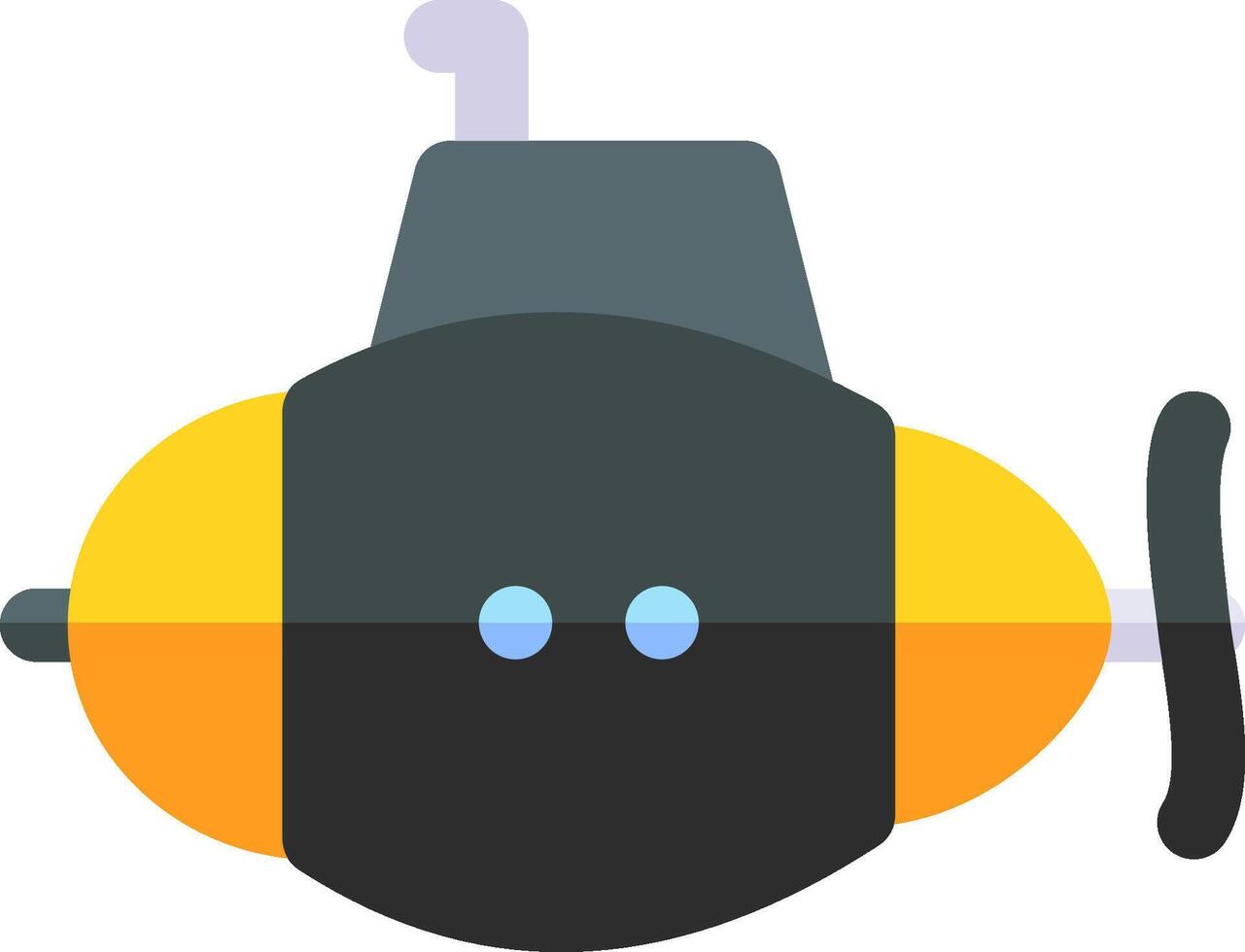 A cartoon submarine with a yellow and black face vector