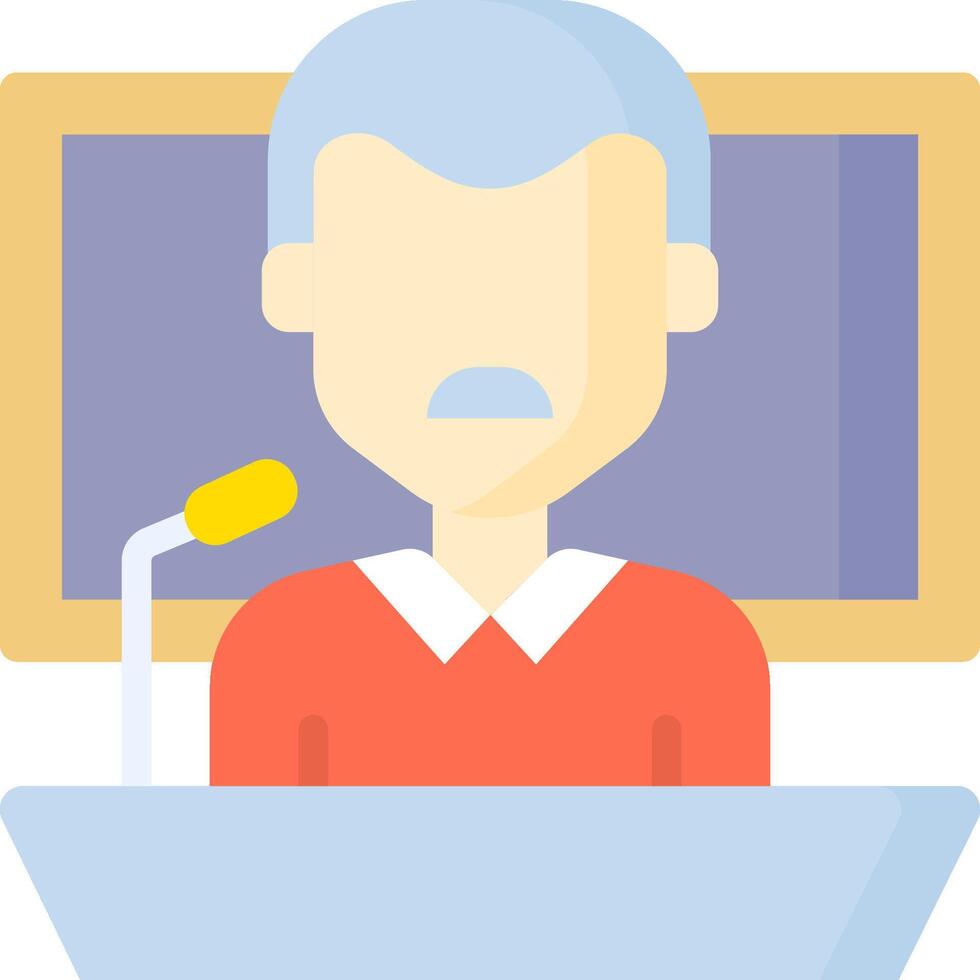 A man is giving a speech in front of a podium vector