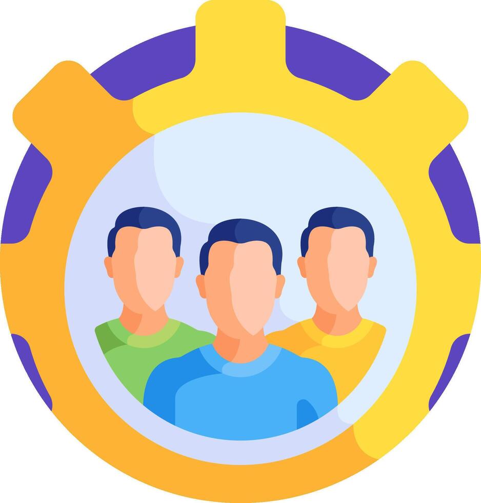 A group of people in a gearwheel vector
