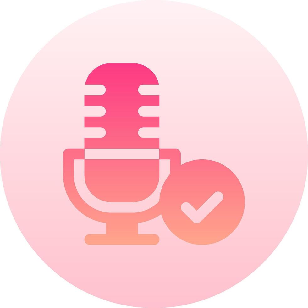 A microphone and check mark icon on a pink background vector