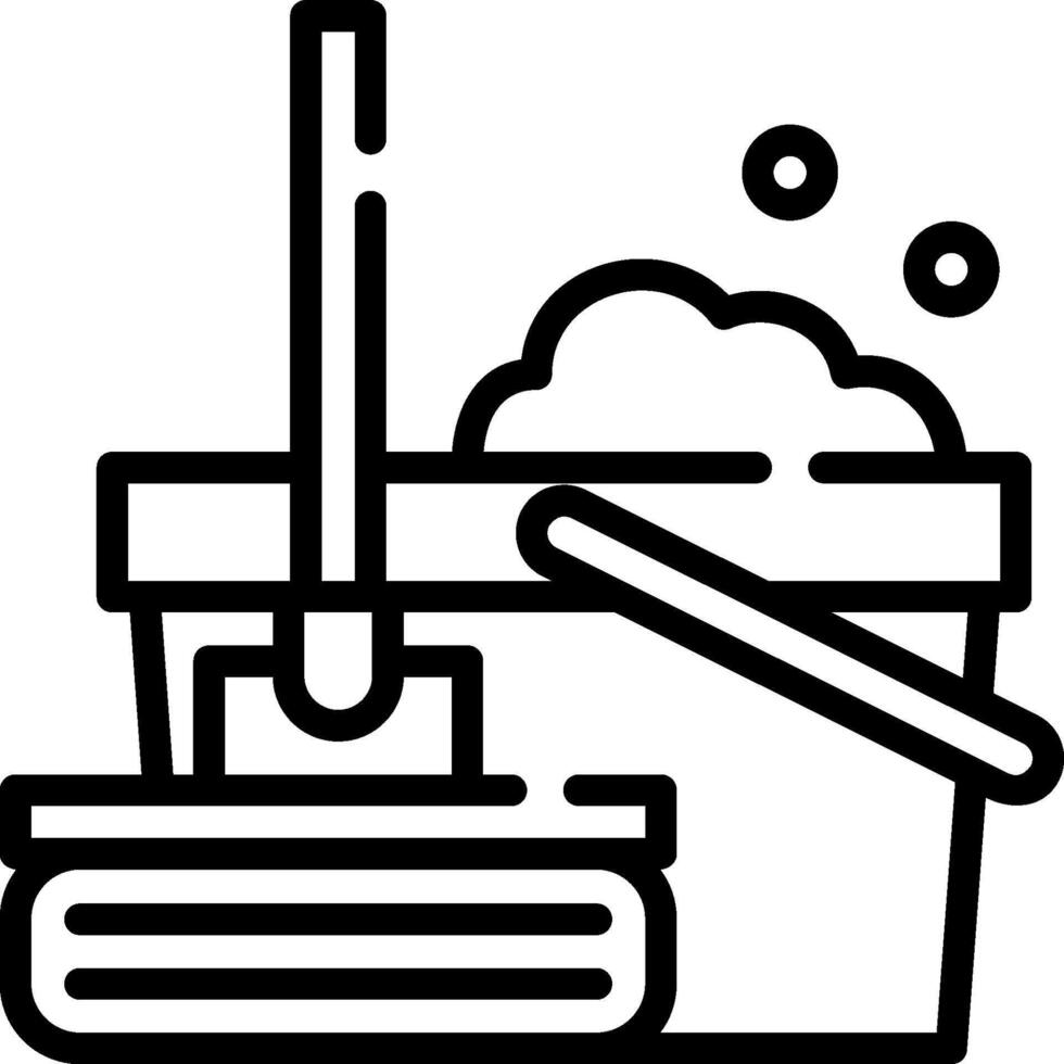 A bucket with a mop and a broom vector