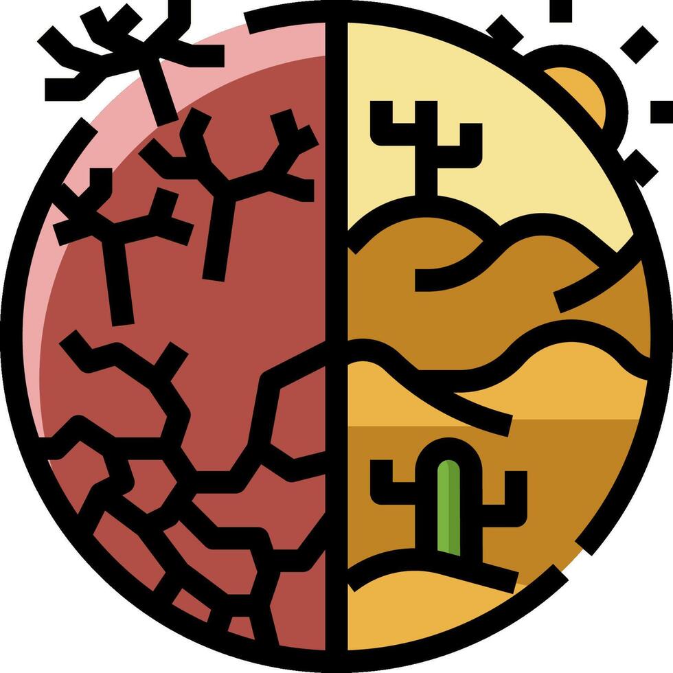 A desert and a desert landscape with a sun and a cactus vector