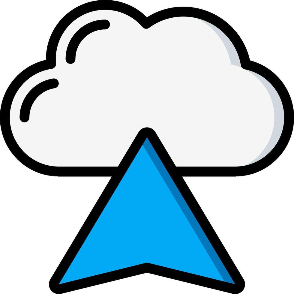 A cloud with a blue arrow pointing to it vector