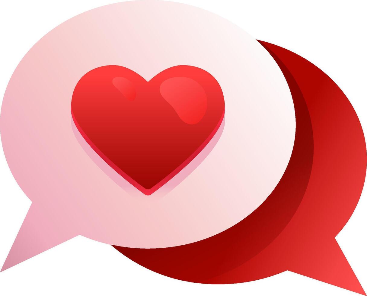 A heart in a speech bubble with a red speech bubble vector