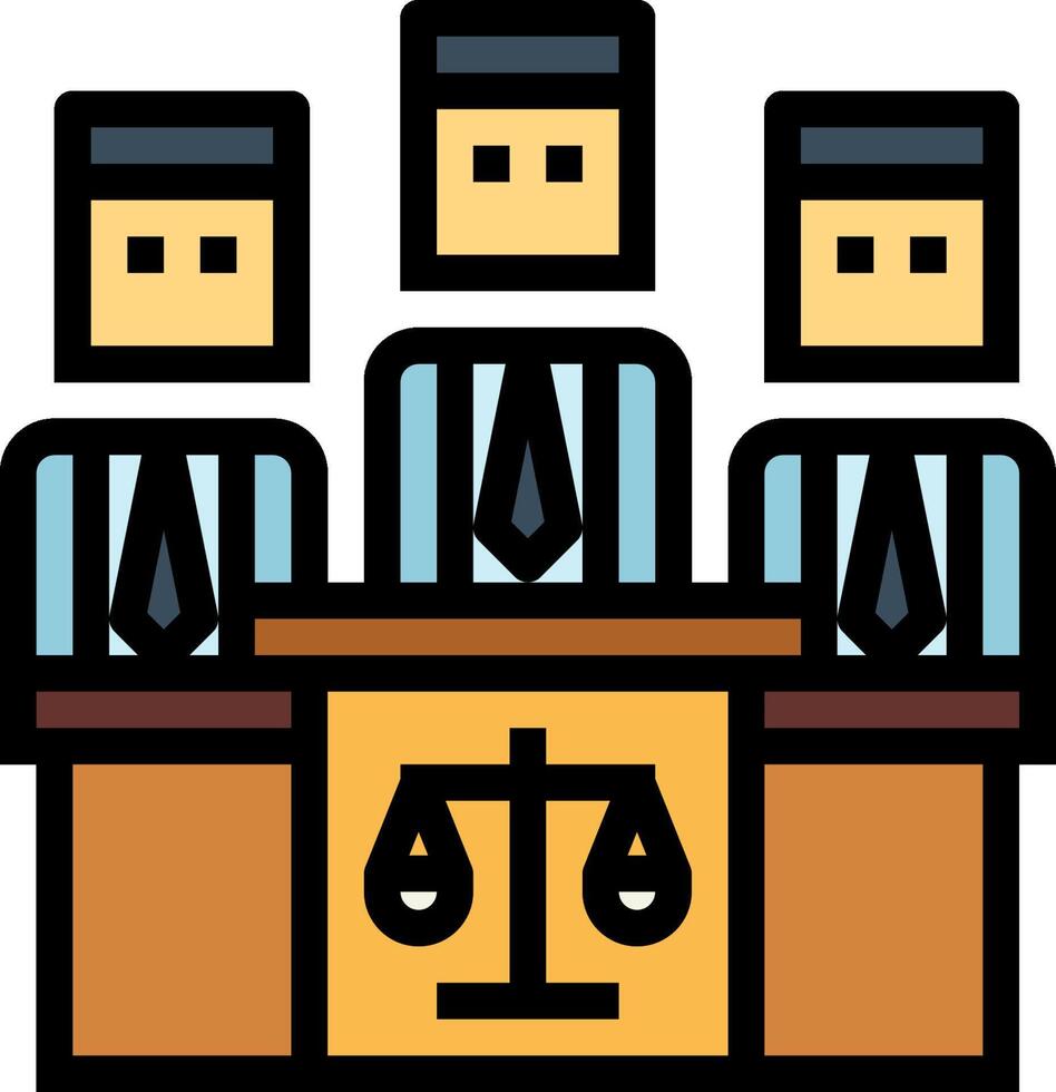 A judge and two lawyers sitting at a desk vector