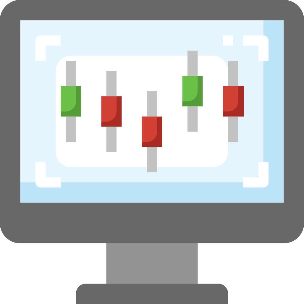 A computer monitor with a screen showing a chart vector