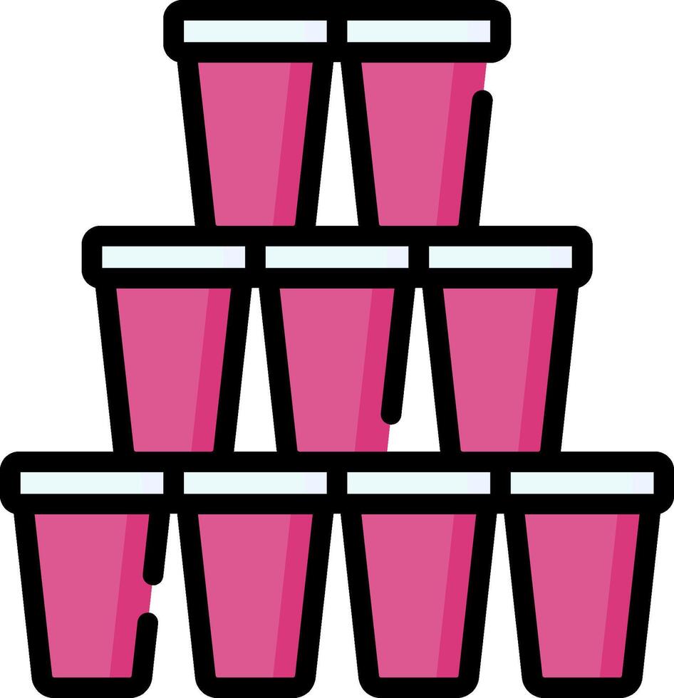 A stack of pink cups with one empty cup vector