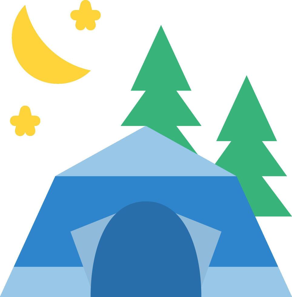 A tent with trees and a moon in the background vector