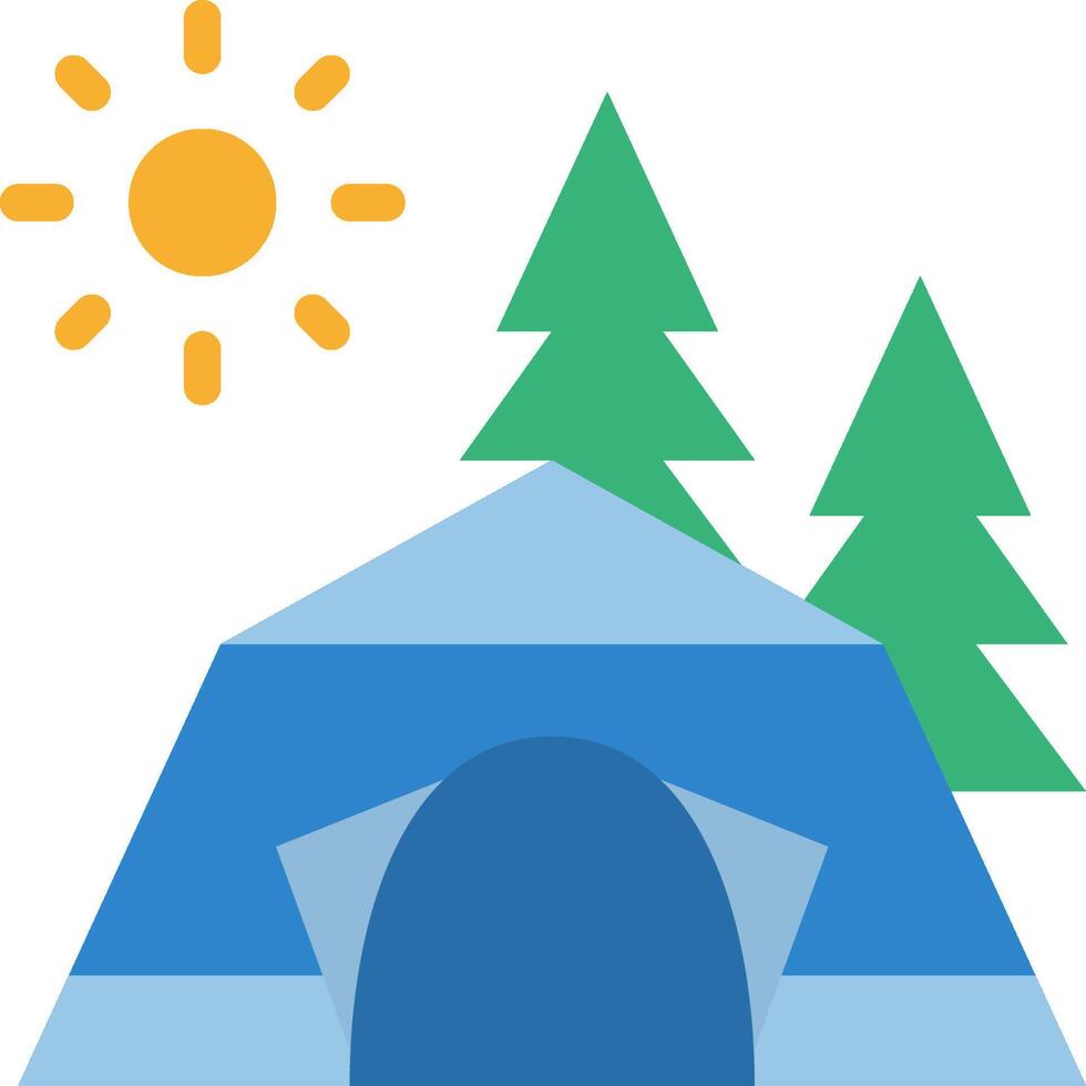 A tent with trees and sun in the background vector