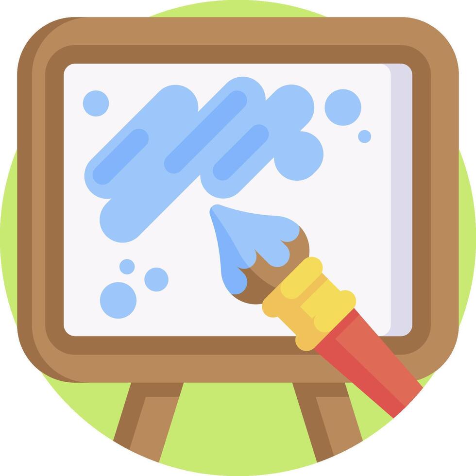 A paintbrush is holding a paintbrush on a easel vector