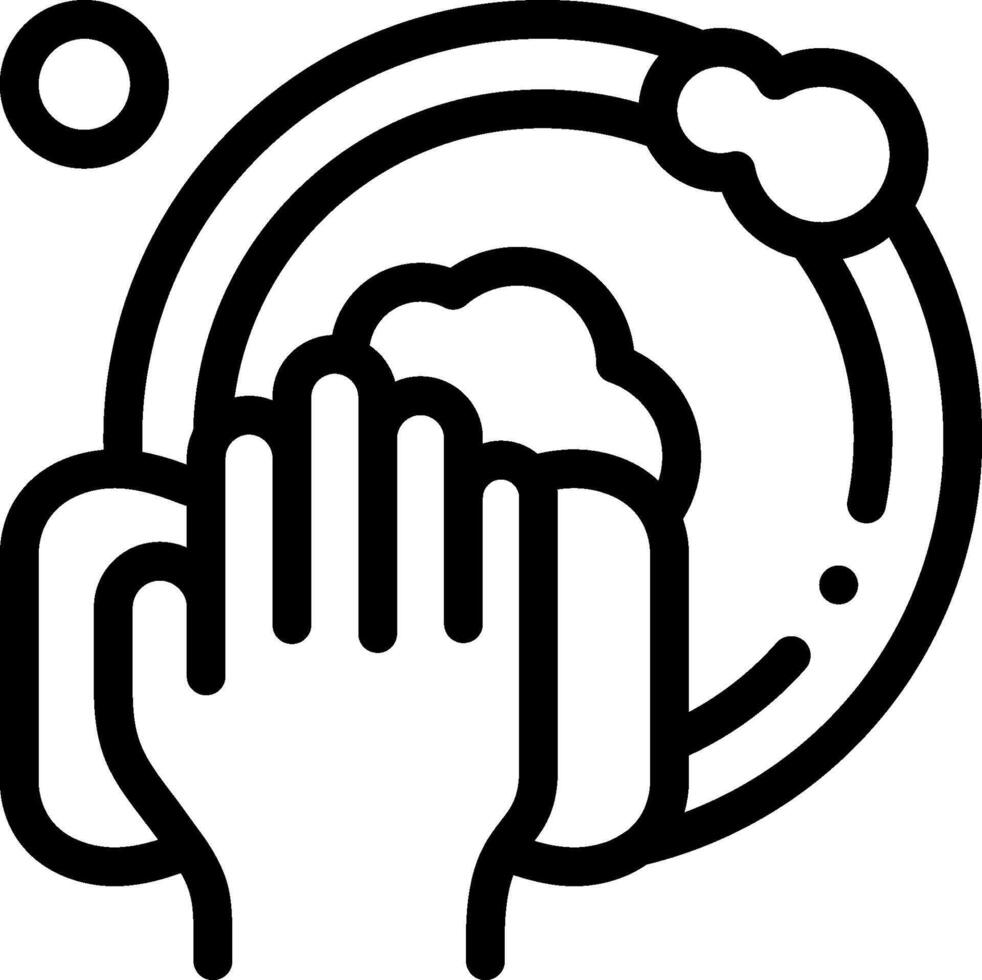 A black and white icon of a hand washing their hands vector